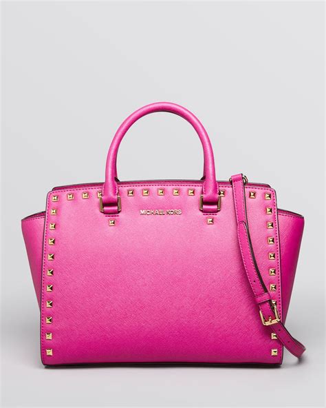 michael kors selma large satchel pink|Michael Kors selma bag.